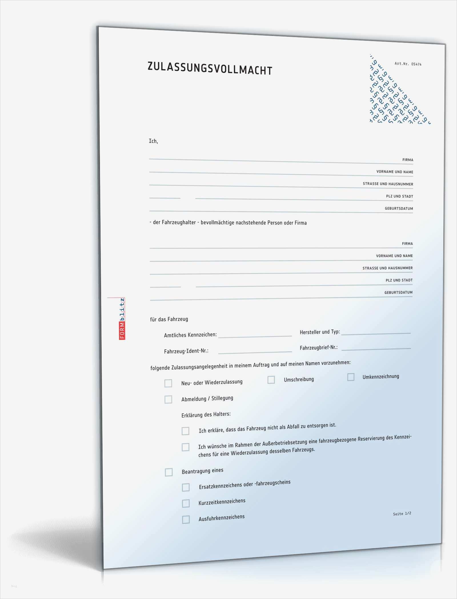 Kfz sonderkündigungsrecht Vorlage Süß Kfz Zulassungsvollmacht