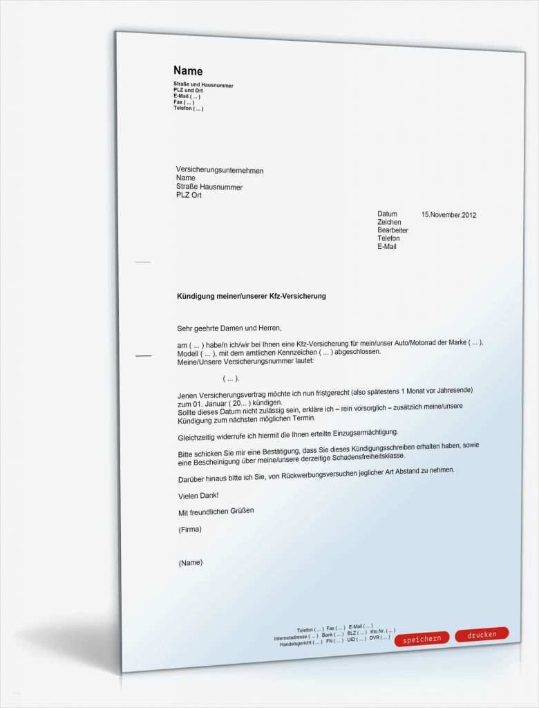 Kfz Versicherung sonderkündigungsrecht Vorlage Best Of Kündigung Der Kfz Versicherung Muster