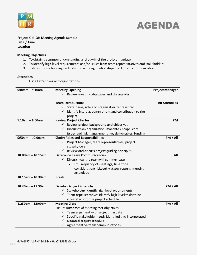 Kick Off Meeting Vorlage Schön Qualified Agenda Template Sample for Project Kick F