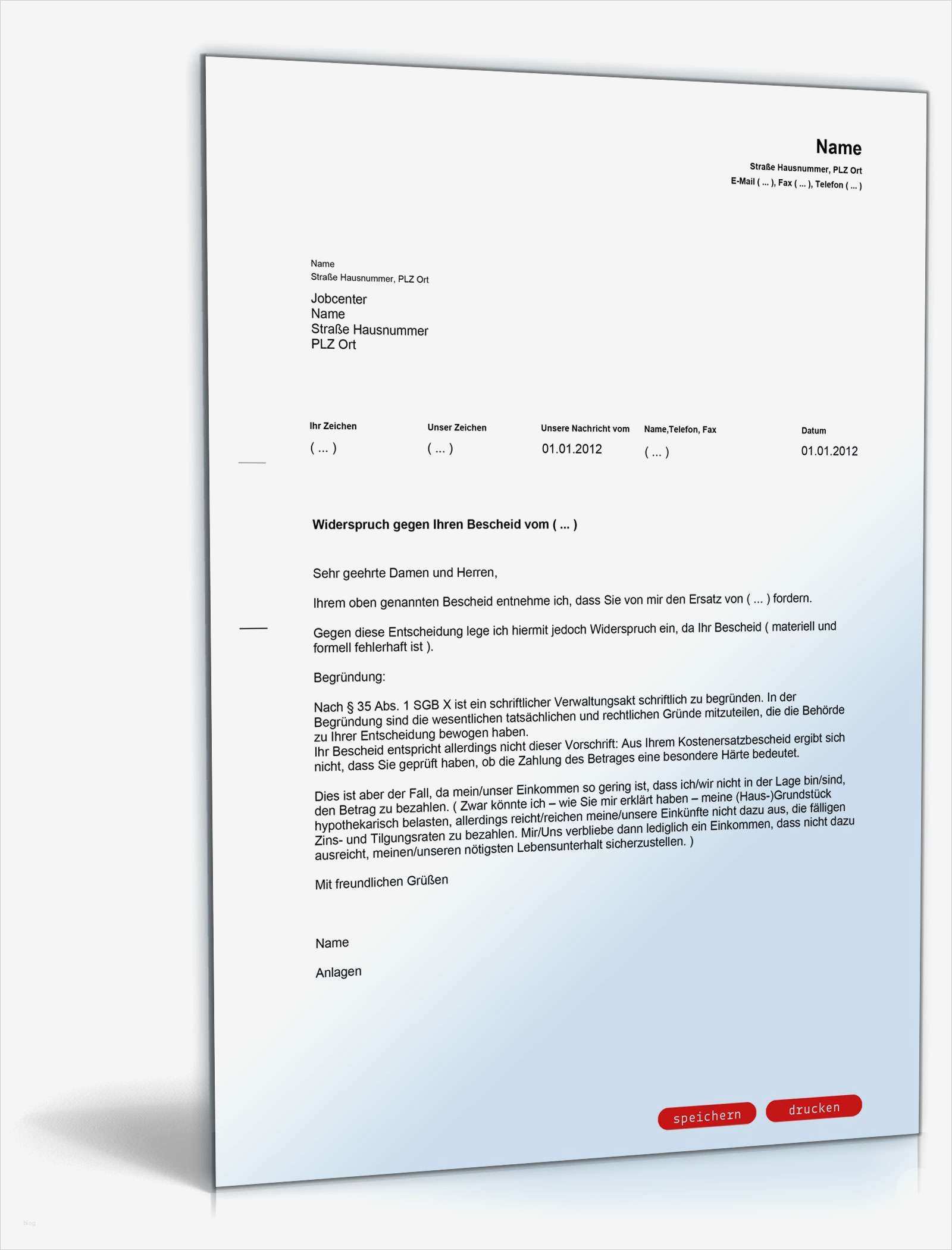 Kostenerstattung Private Krankenversicherung Vorlage Cool Widerspruch Rückzahlung Alg Ii Besonderer Härtefall