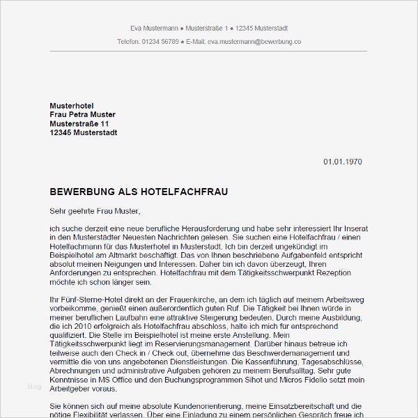 Kostenübernahme Hotel Englisch Vorlage Beste Bewerbung Als Hotelfachfrau Hotelfachmann Bewerbung