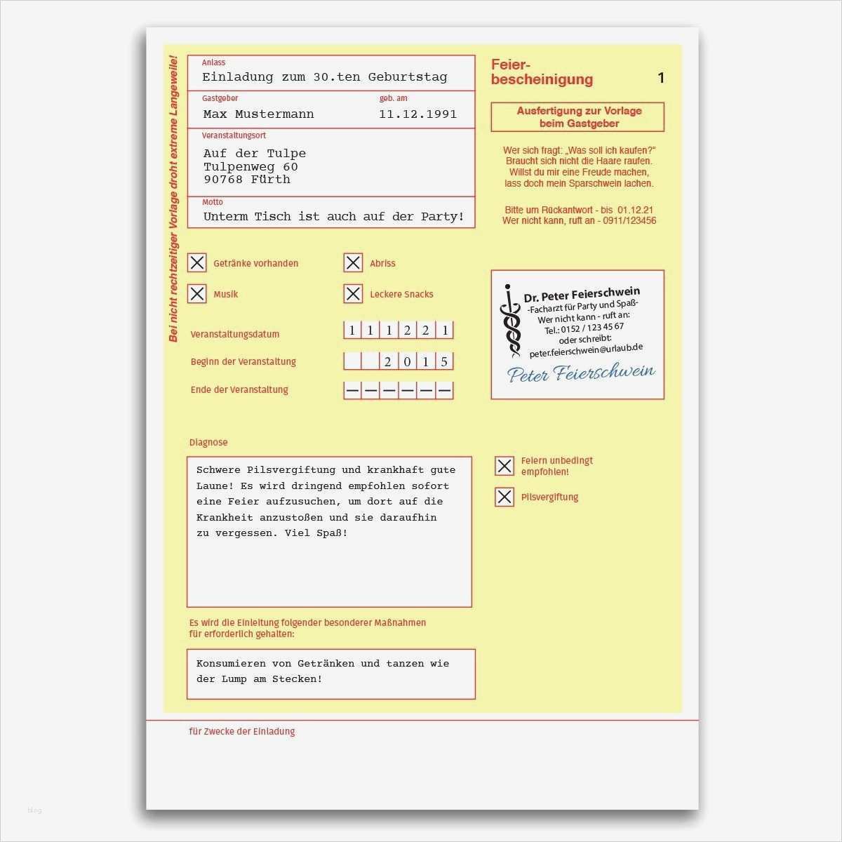Krankenschein Einladung Vorlage Einzigartig Einladungskarten Zum Geburtstag 10 Stück Als