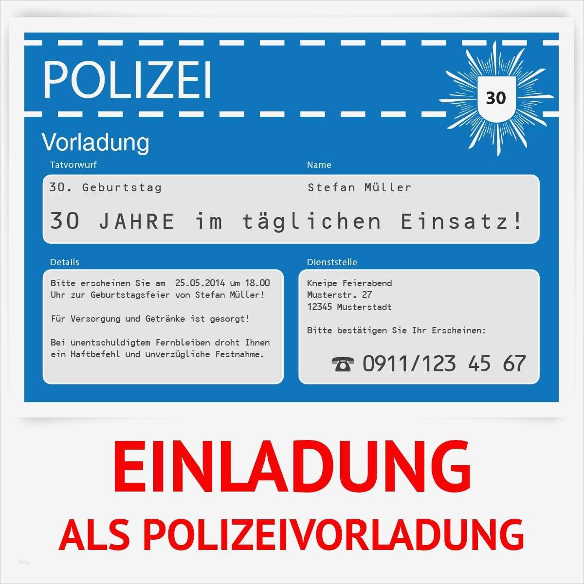 Krankenschein Einladung Vorlage Erstaunlich Einladungskarten Als Polizeivorladung In Blau Bestellen