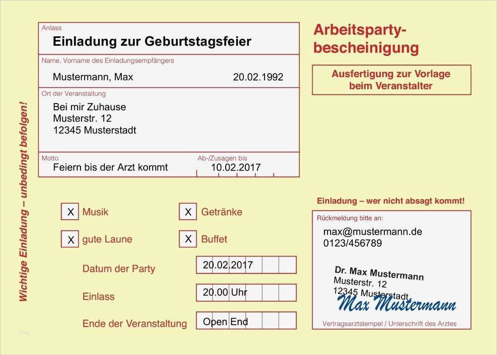 Krankenschein Einladung Vorlage Gut 100 Einladungskarten Zum Geburtstag Motiv Krankenschein