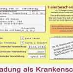 Krankenschein Einladung Vorlage Wunderbar Einladung Zum 40 Geburtstag Kostenlos Download