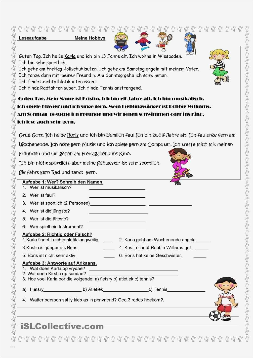 Krimi Schreiben Vorlage Cool Hobbys Leseverstehen A1