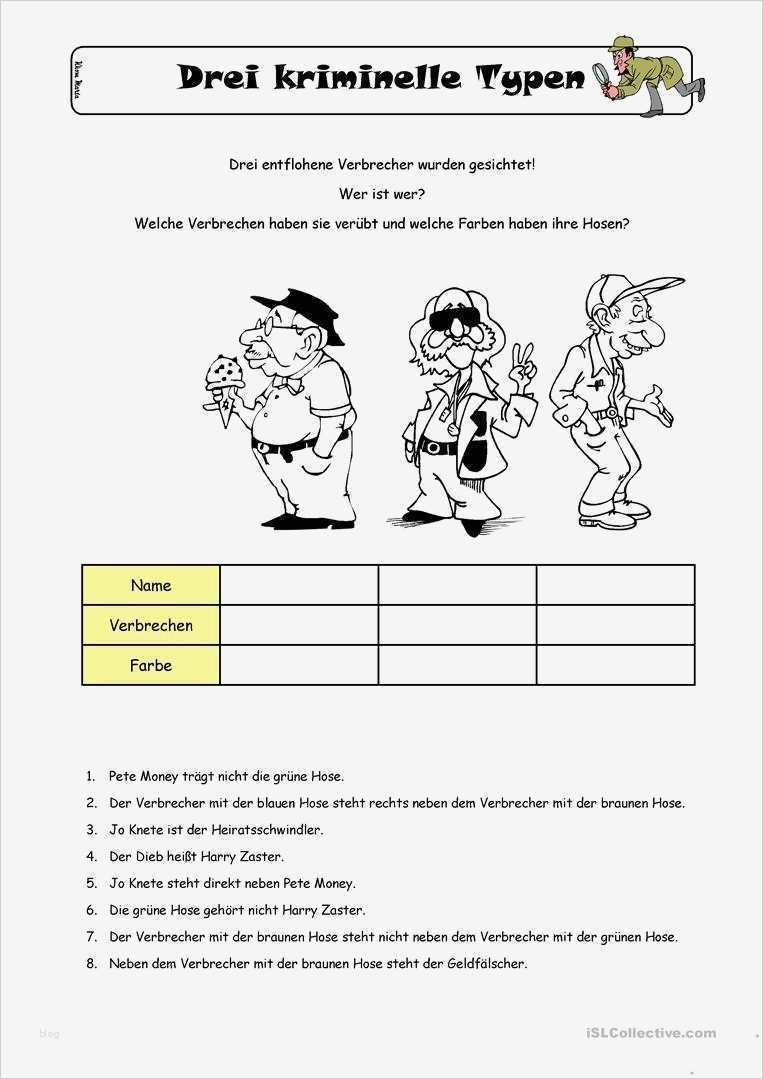Krimi Schreiben Vorlage Cool Logical Drei Kriminelle Typen Arbeitsblatt Kostenlose
