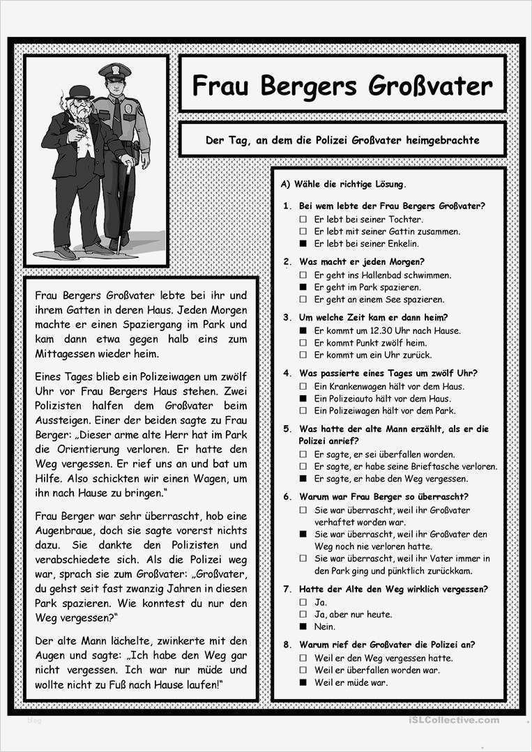 Krimi Schreiben Vorlage Schönste Frau Bergers Großvater & Polizei Arbeitsblatt