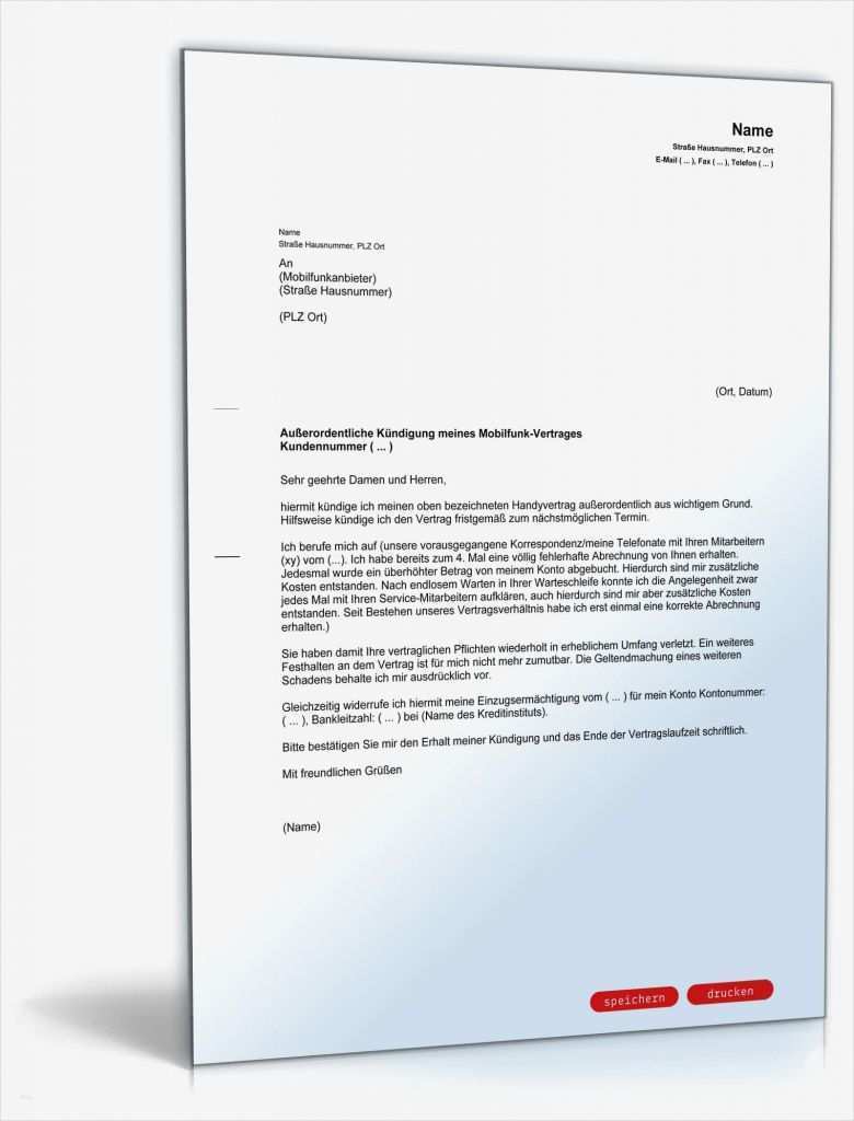 Kündigung 1&amp;amp;1 Handyvertrag Vorlage Bewundernswert Fristlose Kündigung Handyvertrag