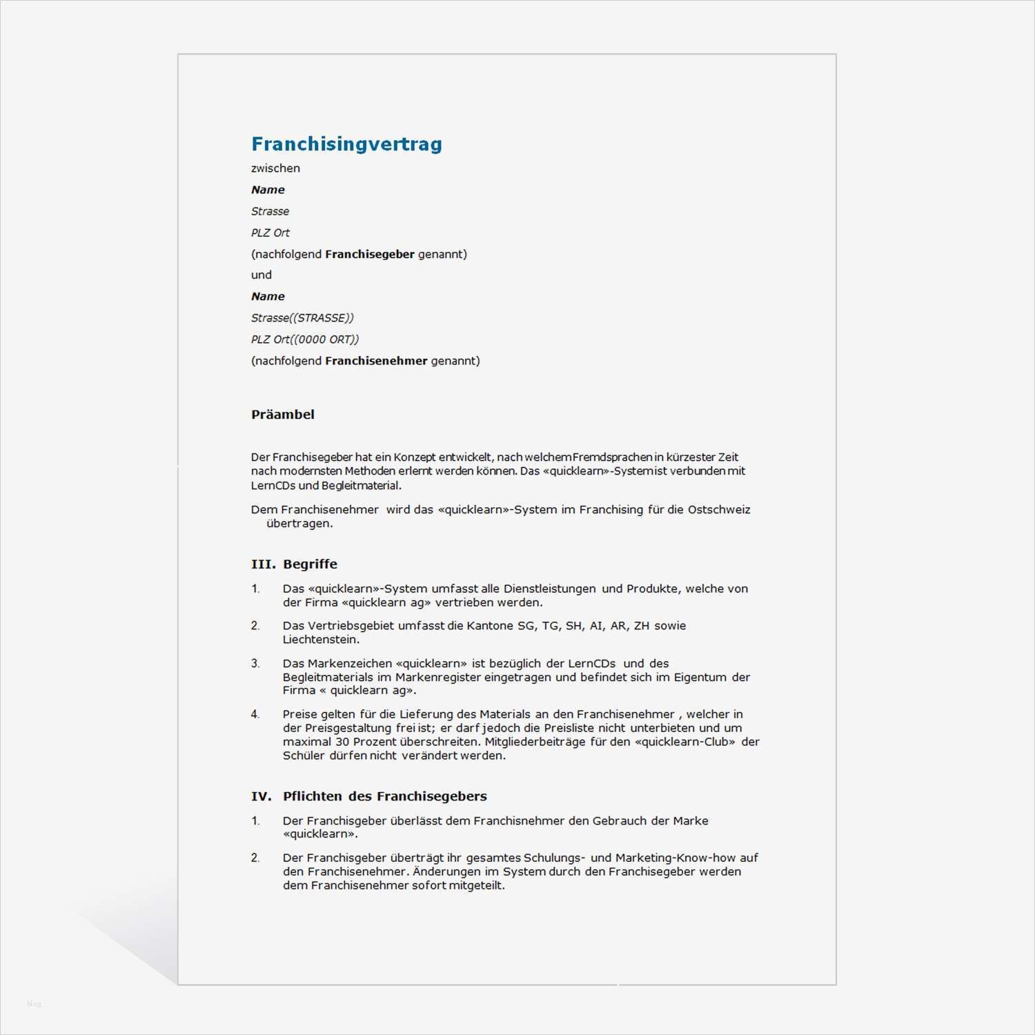 Kündigung Dienstleistungsvertrag Vorlage Wunderbar Muster Franchisevertrag
