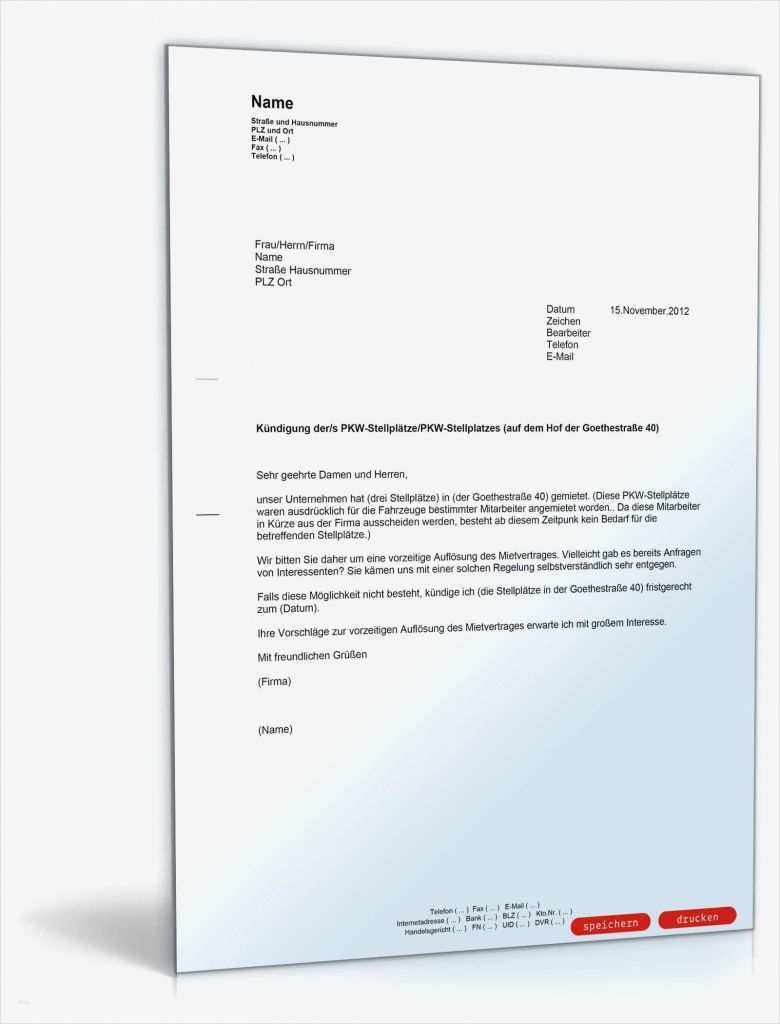 Kündigung Eines Handyvertrages Vorlage Elegant Kündigung Eines Mietvertrags Für Parkplätze Muster