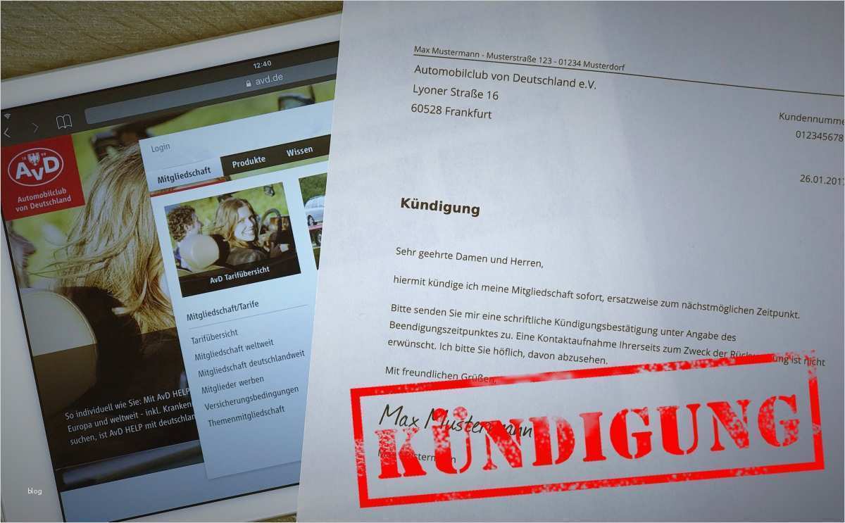 Kündigung Fonic Vorlage Angenehm Avd Automobilclub Von Deutschland Kündigung Kostenlose