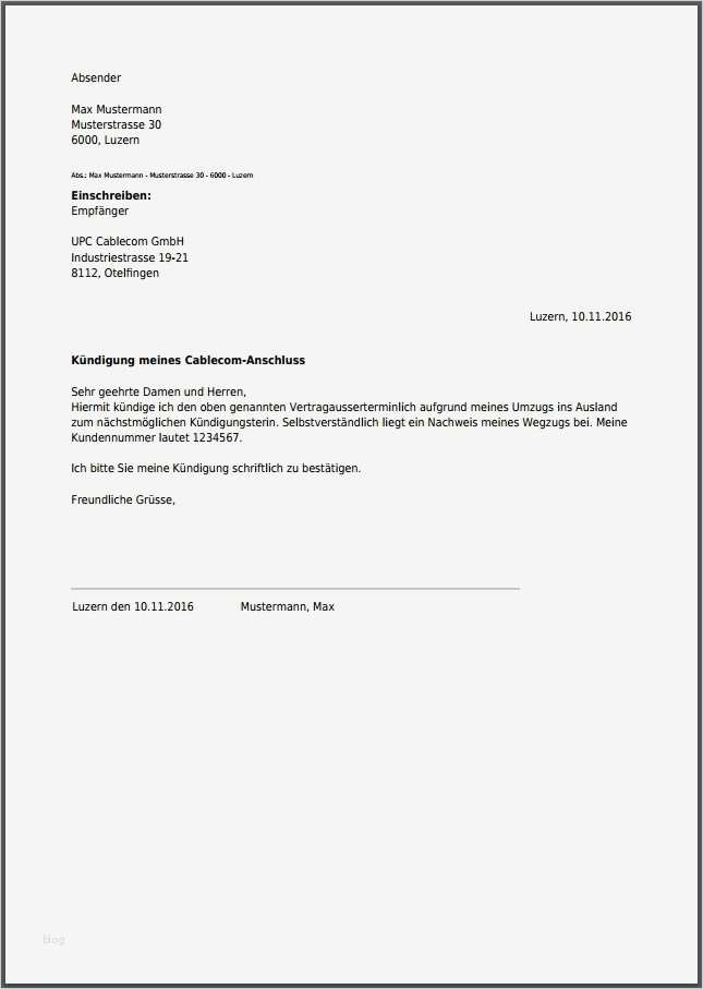 Kündigung Im Beiderseitigen Einvernehmen Vorlage Angenehm Upc Cable Kündigung Online Als Pdf Erstellen