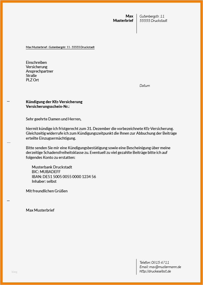Kündigung Kfz Versicherung Vorlage Word Hübsch 11 Kündigung Mietvertrag Vorlage Zum Ausdrucken