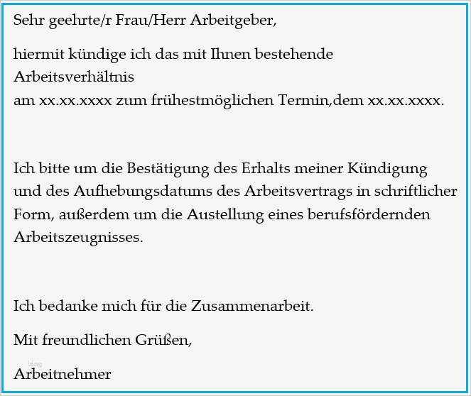 Kündigung Krankenversicherung Vorlage Schön Arbeitnehmerkündigung Vorlage Fristen Ansprüche