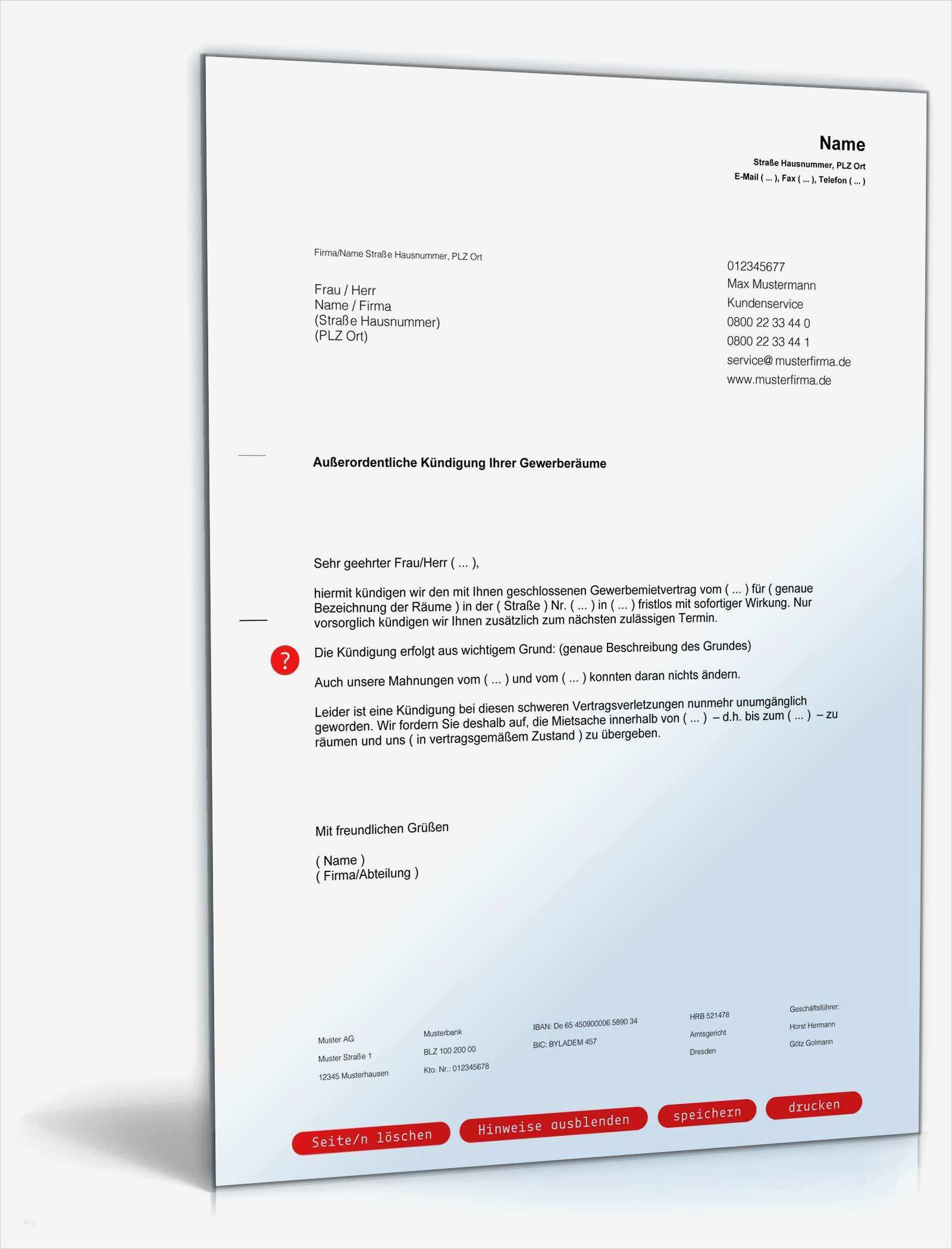 Kündigung Mietvertrag Durch Vermieter Vorlage Kostenlos Erstaunlich Fristlose Kündigung Gewerbemietvertrag Durch Vermieter