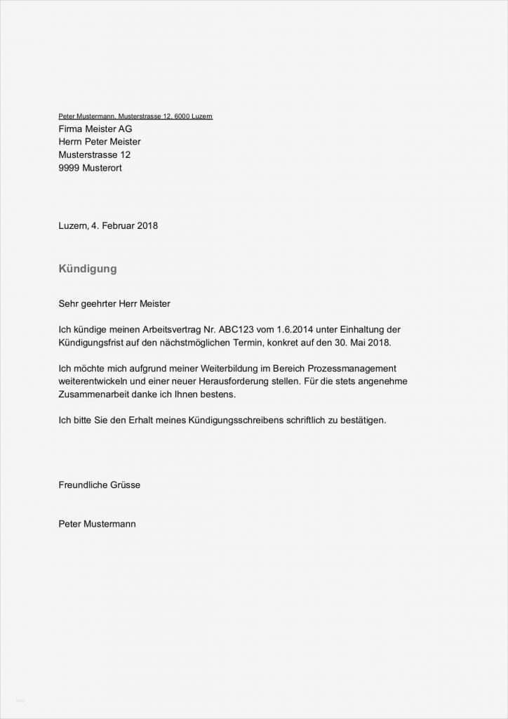 Kündigung Minijob Vorlage Word Bewundernswert Kündigung Vorlage &amp; Muster Arbeitsvertrag Schweiz