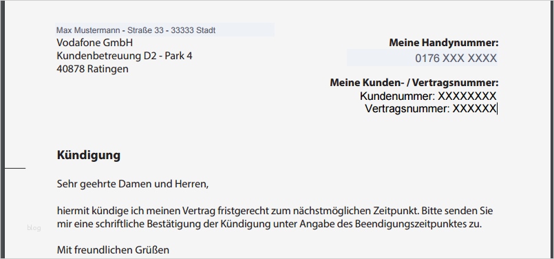 Kündigung Mit Rufnummernmitnahme Vorlage Schönste Vodafone Handyvertrag Kündigen Kündigungsvorlage