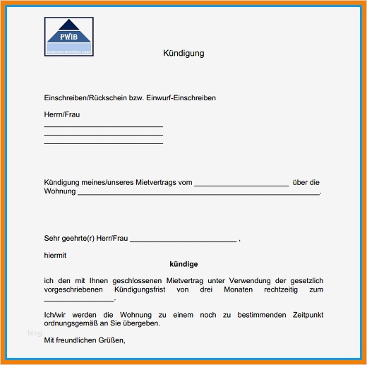 Kündigung Pflegedienst Vorlage Gut 9 Kündigung Wohnung Muster