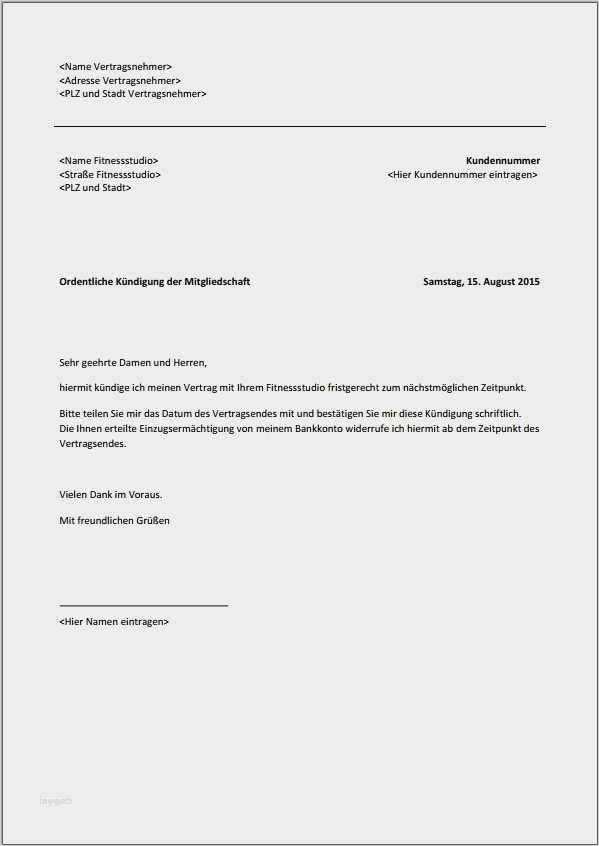 Kündigung Wegen Umzug Vorlage Luxus Kündigung Bei Mcfit