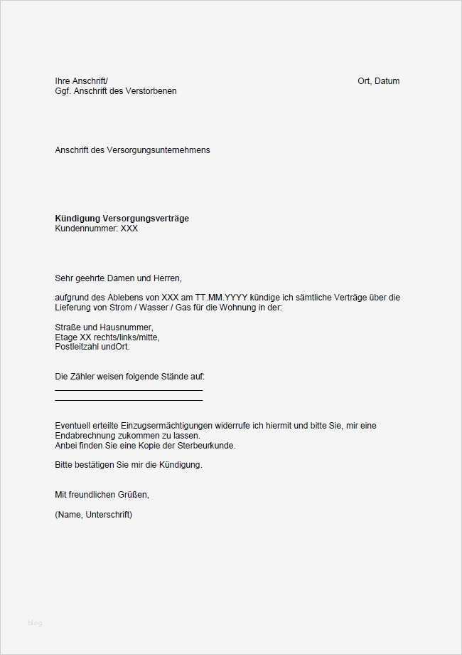Kündigung Rwe Strom Vorlage Umzug Schönste Kündigung Im todesfall • Was Muss Gekündigt Werden