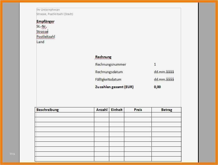 Kündigung Steuerberater Vorlage Fabelhaft 13 Rechnungsvordruck Blanko