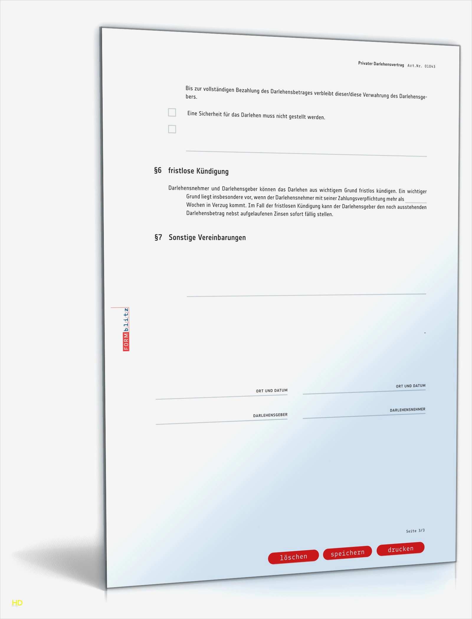 Kündigung Unfallversicherung Vorlage Erstaunlich Privater Darlehensvertrag Vordruck Schön Kündigung