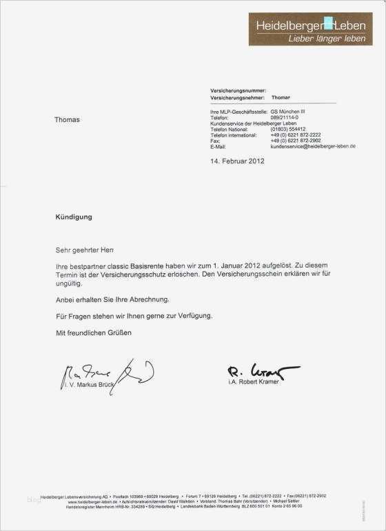 Kündigungsschreiben Lebensversicherung Vorlage Genial Mlp Kündigung Bestpartner Classic Basisrente