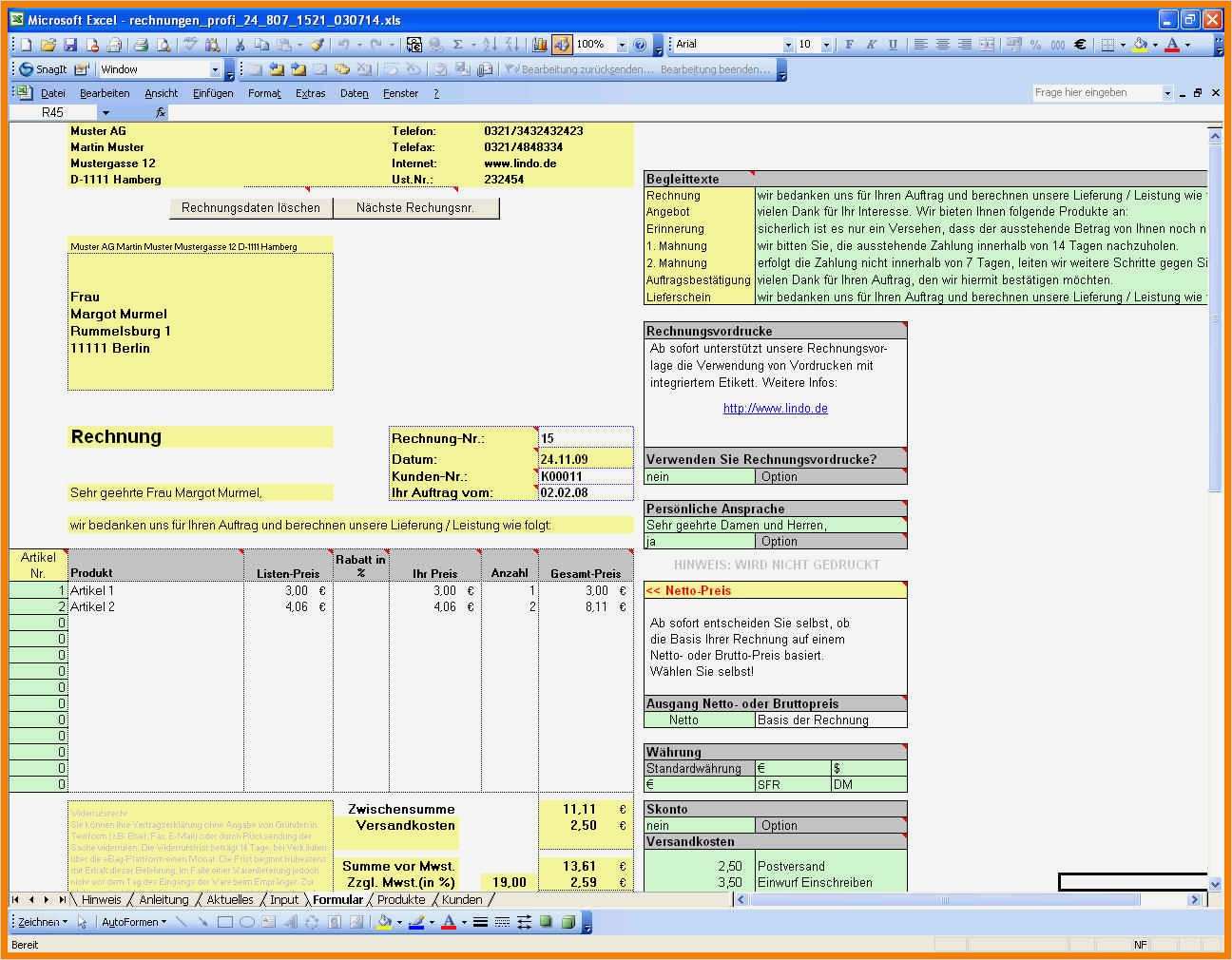 Latex Vorlage Rechnung Genial 11 Rechnung Excel