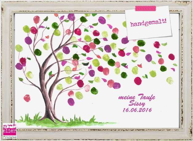 Lebensbaum Taufe Vorlage Genial Fotoalbum & Gästebuch Taufbaum Aquarell Fingerprint Bild