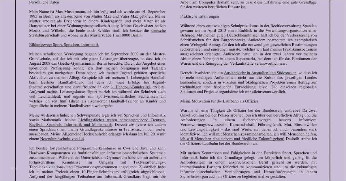 Lebenslauf Berichtsform Bundespolizei Vorlage Angenehm Muster Lebenslauf Word Muster Lebenslauf In Aufsatzform