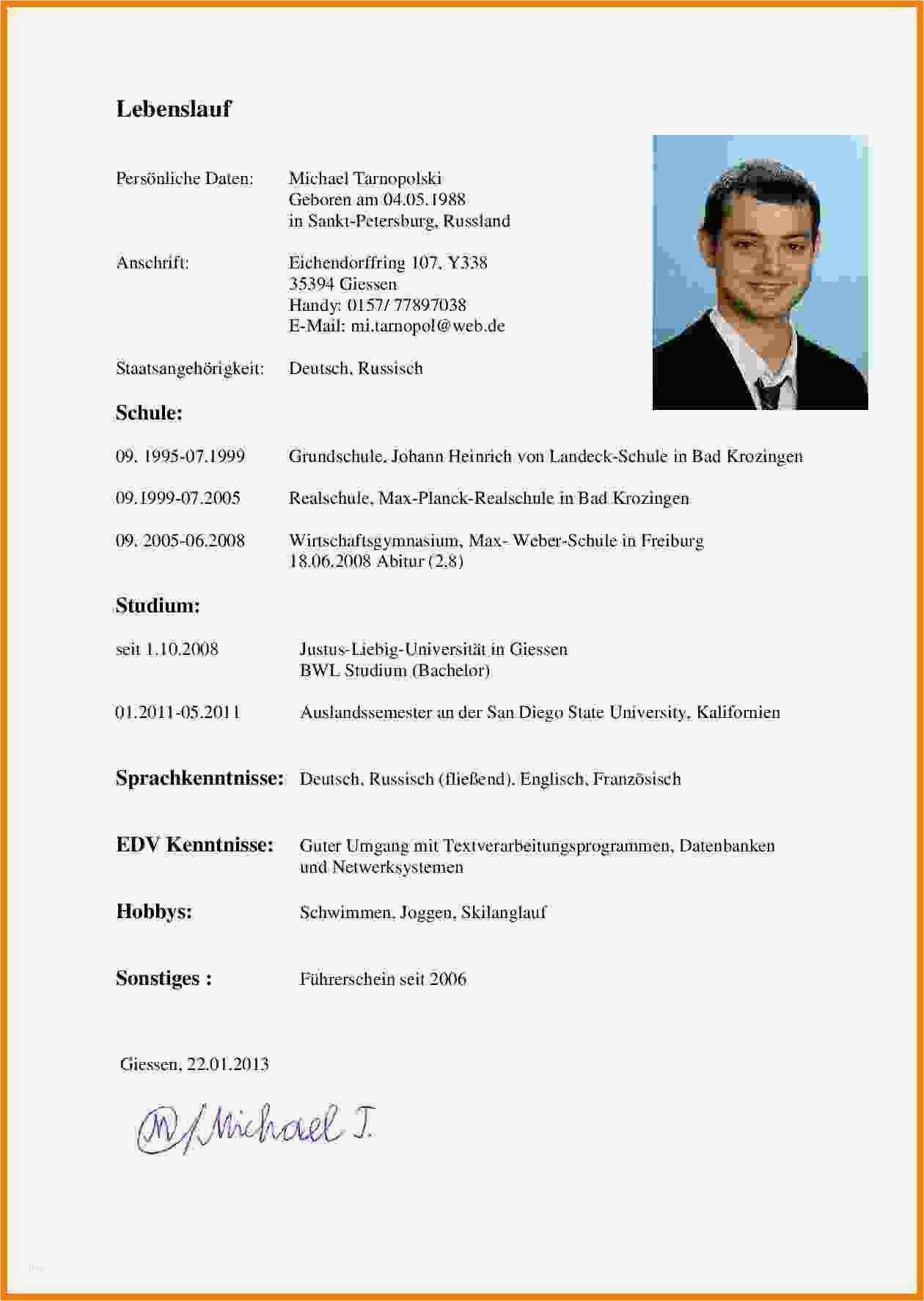 Lebenslauf Berichtsform Bundespolizei Vorlage Beste 13 Lebenslauf Schüler 2016