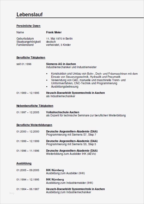 Lebenslauf Berufseinsteiger Nach Ausbildung Vorlage Wunderbar Bewerbung Ausbilder Für Industriemechaniker