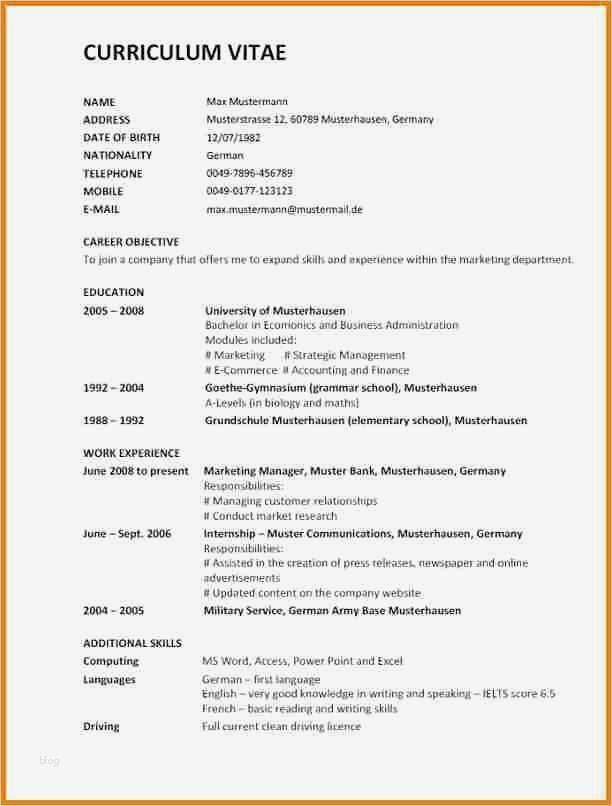 Lebenslauf Doc Vorlage Elegant Lebenslauf Englisch Vorlage Resignation format – Vorlagen 365