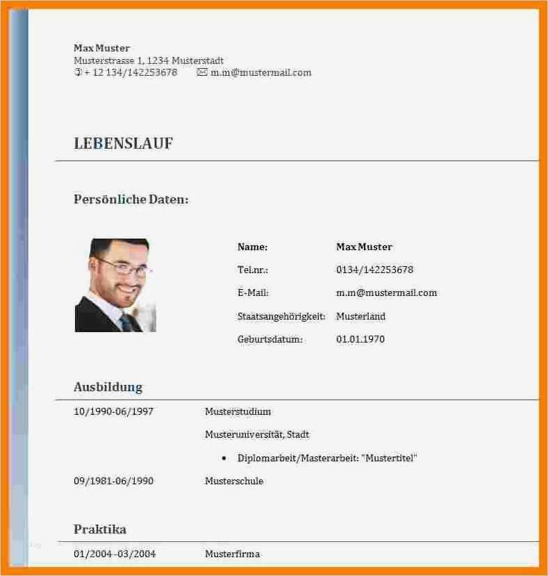 Lebenslauf Doc Vorlage Wunderbar 10 Lebenslauf Doc