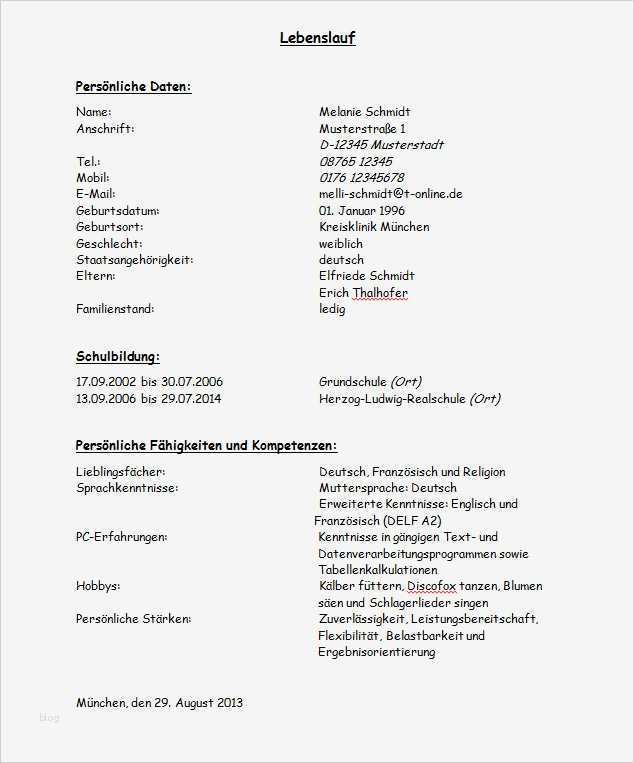 Lebenslauf Ohne Berufserfahrung Vorlage Beste Lebenslauf Ohne Berufserfahrung Vorlage