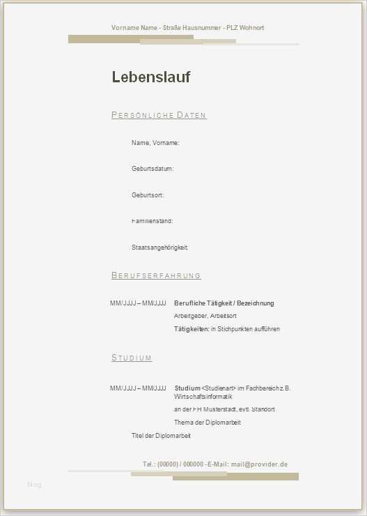 Lebenslauf Muster 2016 für Bewerbung Bildungsbibel