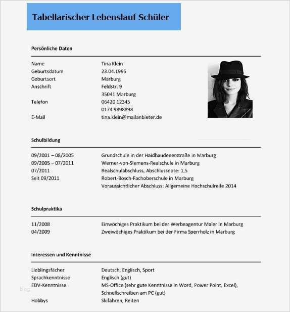 Lebenslauf Schüler Vorlage 2017 Süß Tabellarischer Lebenslauf Schüler Dokument Blogs