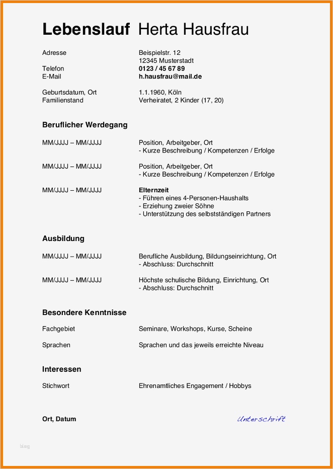Lebenslauf Vorlage Arbeitssuchend Gut 7 Lebenslauf Arbeitssuchend