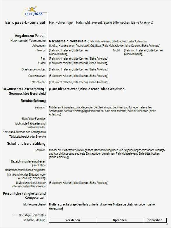 Lebenslauf Vorlage Für Deutsche Staatsbürgerschaft Neu Europass Lebenslauf Download