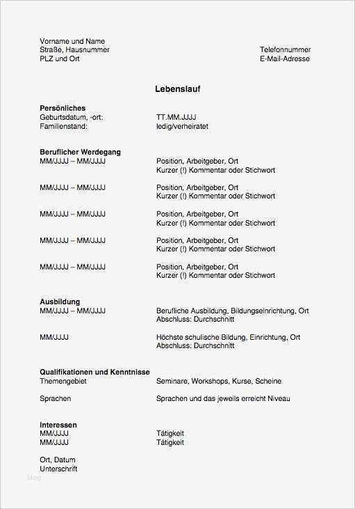 Lebenslauf Vorlage Word 2013 Gut Vorlage Biografie Lebenslauf Beispiel