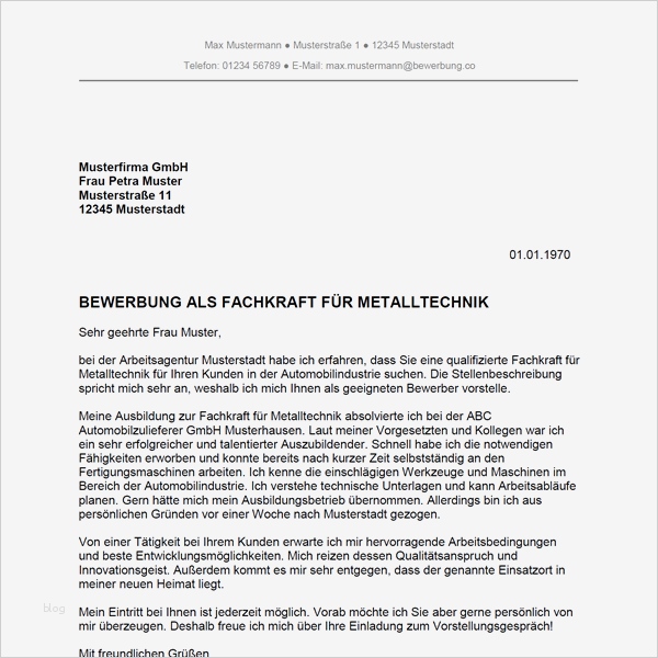 Lebenslauf Zerspanungsmechaniker Vorlage Großartig Bewerbung Als Fachkraft Für Metalltechnik Bewerbung