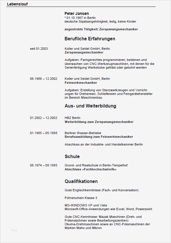 Lebenslauf Zerspanungsmechaniker Vorlage Inspiration Bewerbung Zerspanungsmechaniker In Ungekündigt