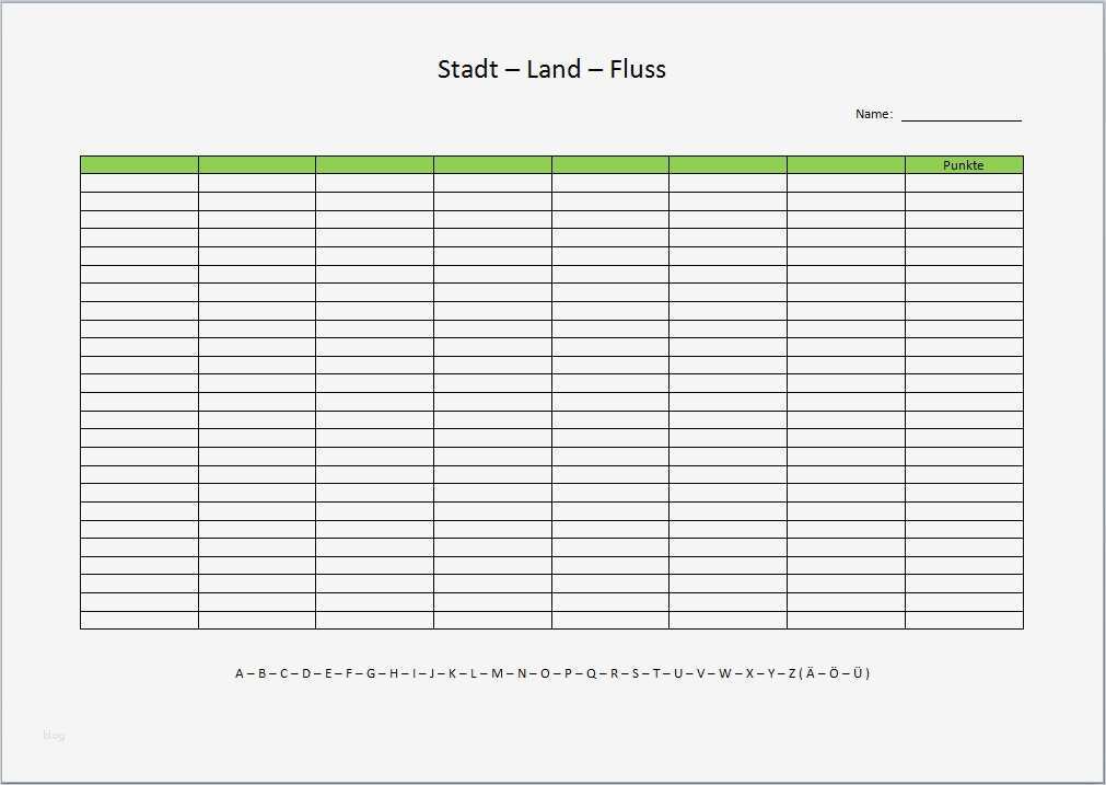 Leere Tabellen Vorlagen Zum Ausdrucken Wunderbar Stadt Land Fluss Vorlage Xobbu