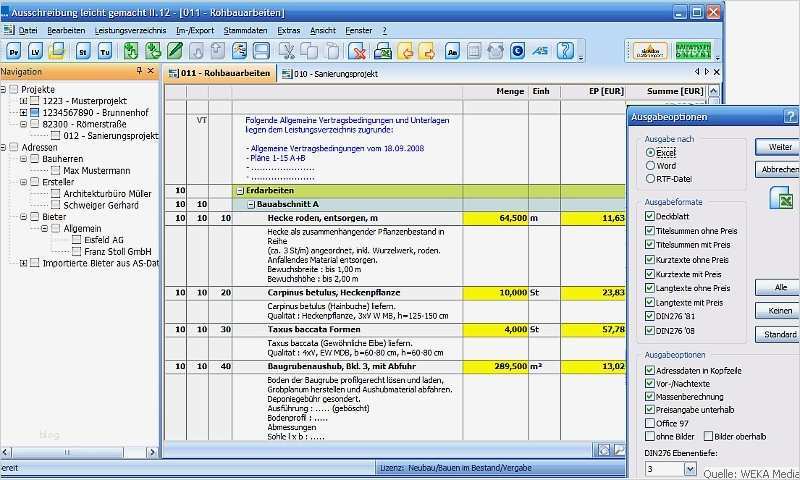 Leistungsverzeichnis Büroreinigung Vorlage Hübsch Bau Ausschreibung & Vergabe ⇒ Ava software Muster Lv