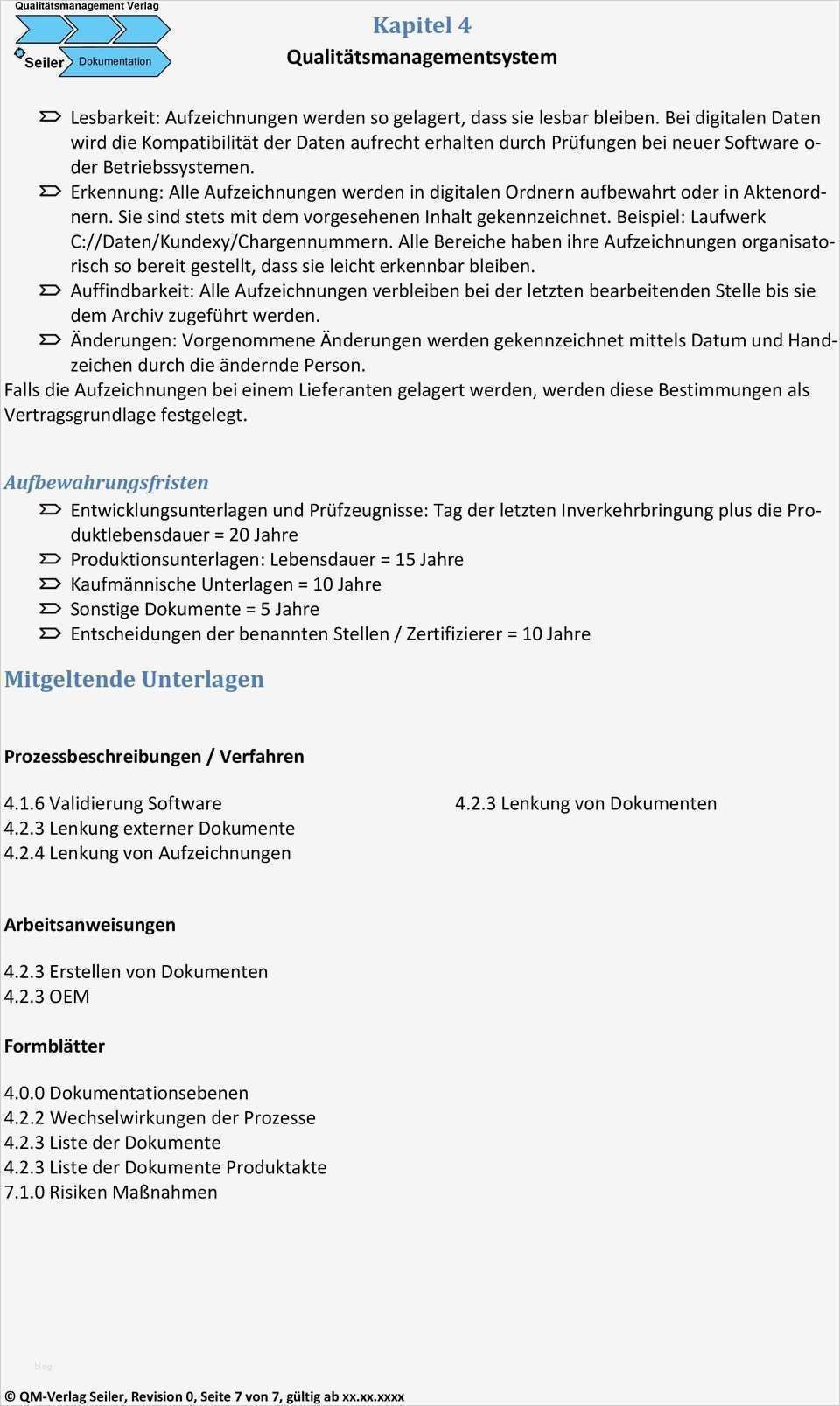 Lenkung Von Dokumenten Vorlage Erstaunlich Kapitel 4 Qualitätsmanagementsystem 4