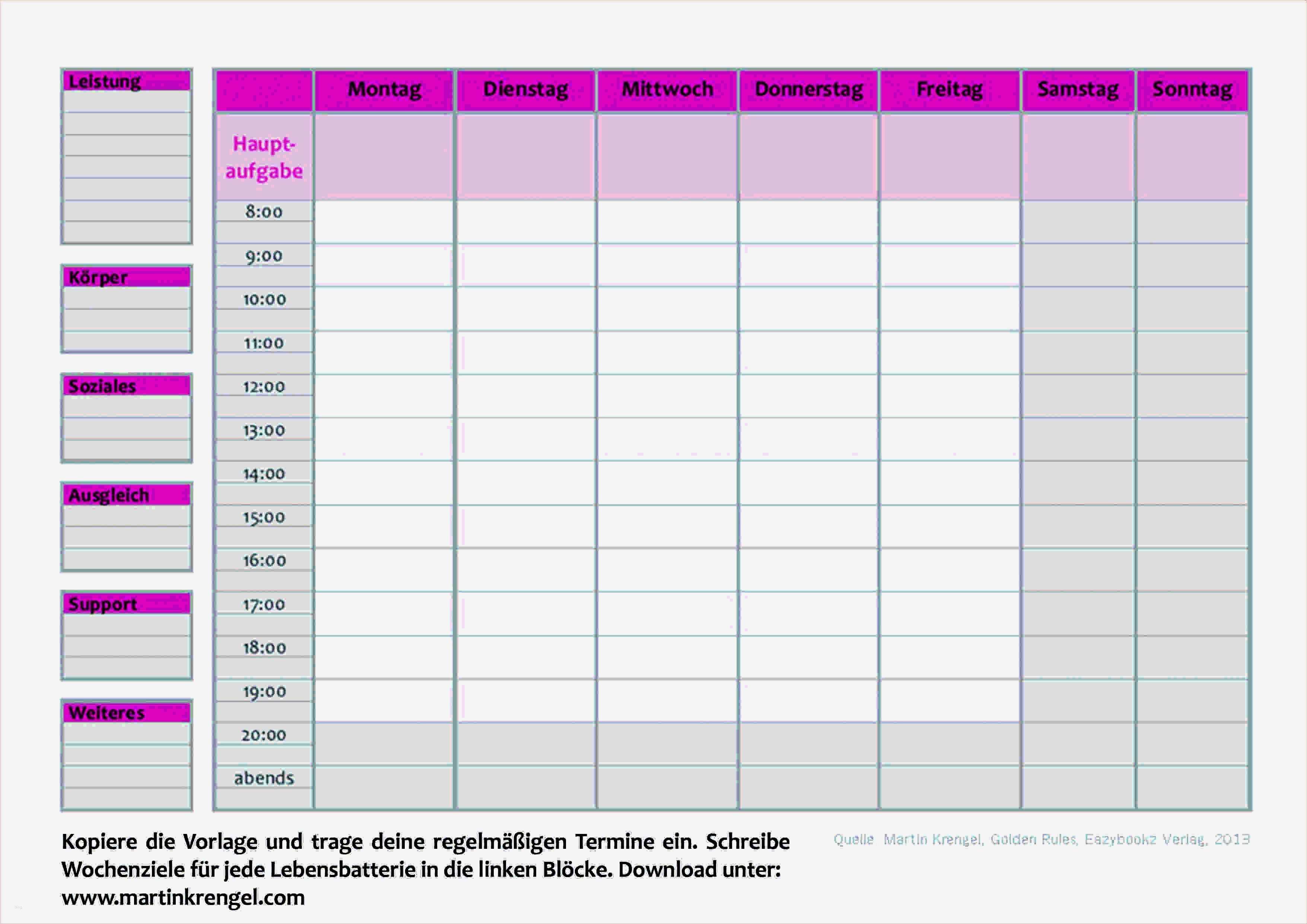 Lernplan Excel Vorlage Genial 16 Vorlage Excel Wochenplan
