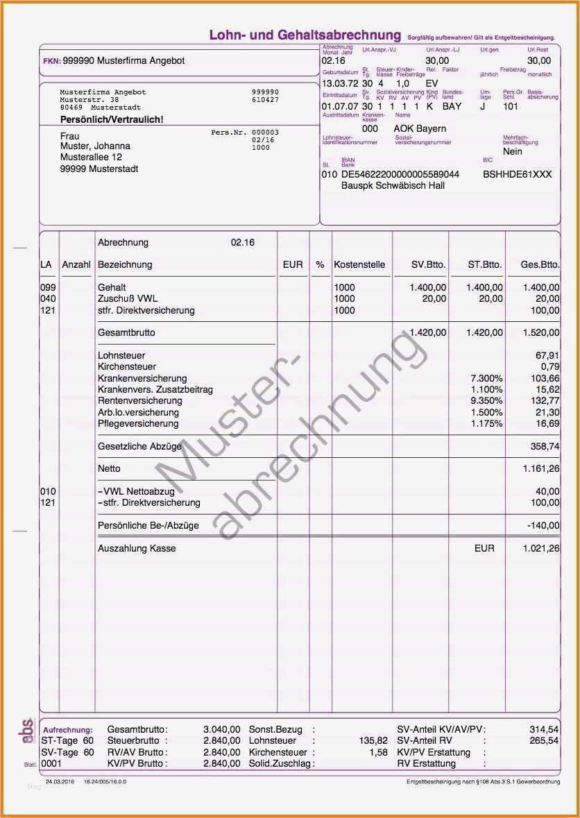 Lohn Gehaltsabrechnung Vorlage Kostenlos Luxus 7 Lohnabrechnung Muster