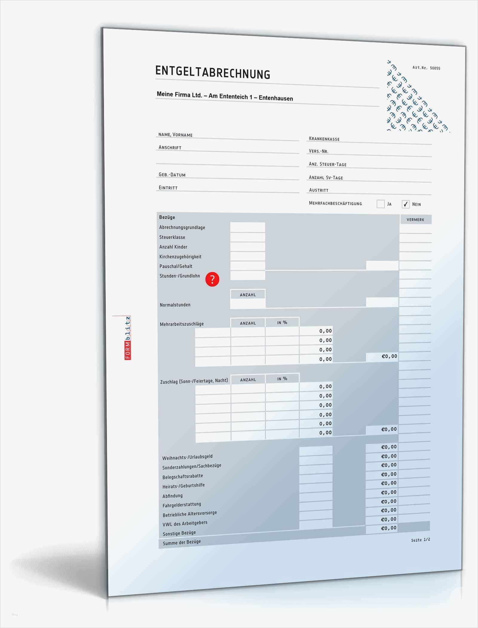 Lohnabrechnung Excel Vorlage Erstaunlich Lohn & Gehaltsabrechnung 2017 Mit Empfangsbestätigung