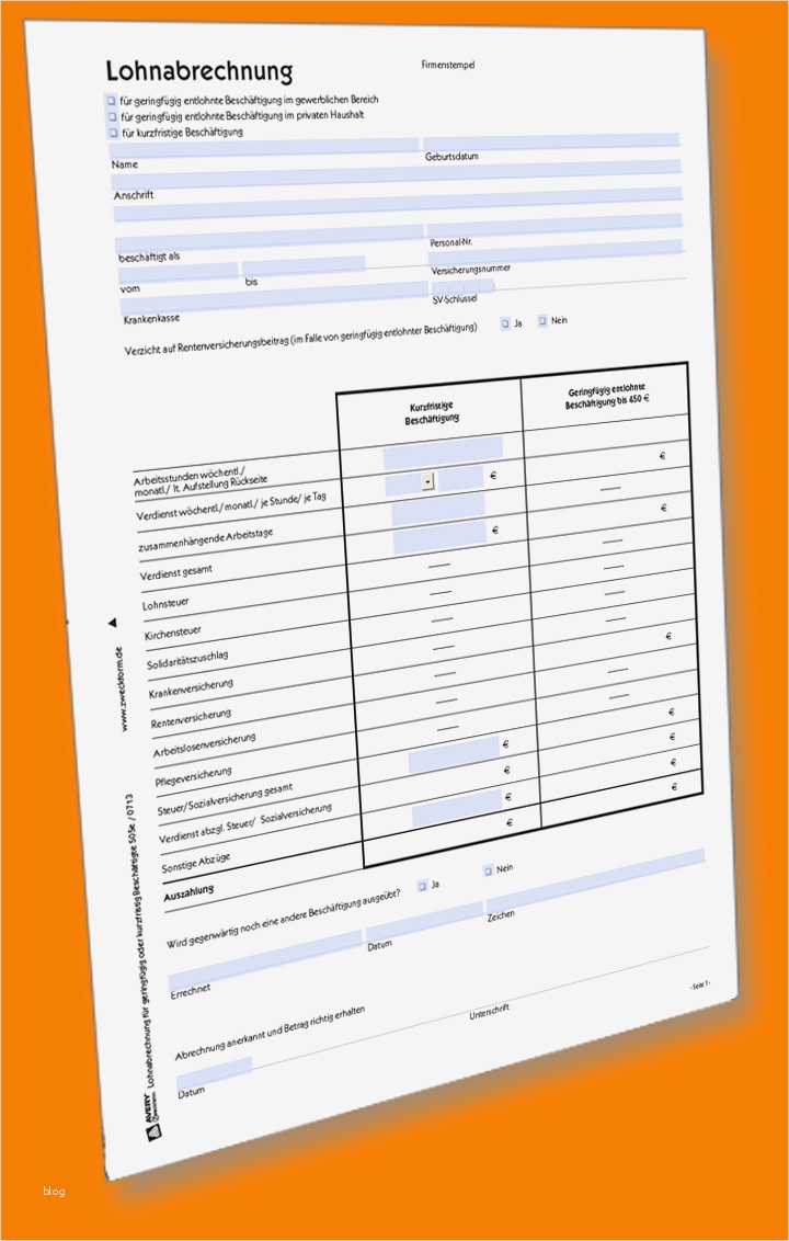 Lohnabrechnung Vorlage Gratis Beste 10 Lohnabrechnung Muster 2016